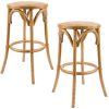 Aster Round Bar Stools Dining Stool Chair Solid Birch Timber Rattan Seat