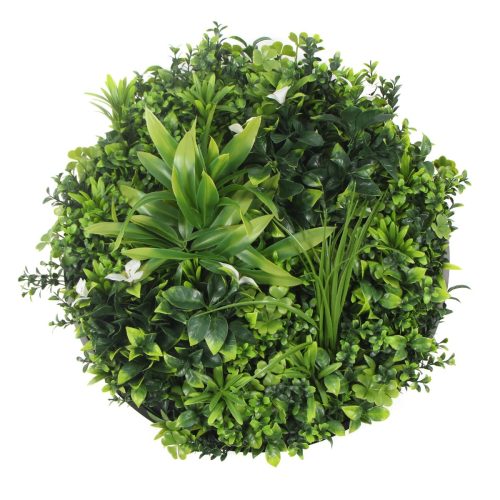 Flowering White Artificial Green Wall Disc UV Resistant 50cm