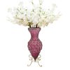 67cm Glass Tall Floor Vase with 10pcs White Artificial Fake Flower Set