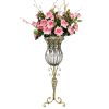 85cm Glass Tall Floor Vase and 12pcs Pink Artificial Fake Flower Set