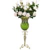 85cm Glass Tall Floor Vase and 12pcs White Artificial Fake Flower Set