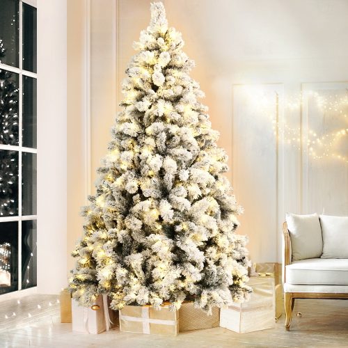 Jingle Jollys Christmas Tree Xmas Tree with LED Lights Snowy Tips