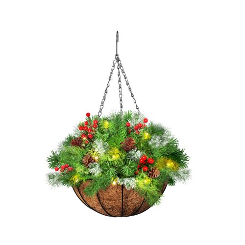 Christmas Hanging Basket Ornaments LED Lights Home Garden Porch Decor
