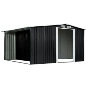Wallaroo Garden Shed with Semi-Closed Storage - Black