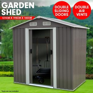 Garden Shed Spire Roof Outdoor Storage Shelter - Grey
