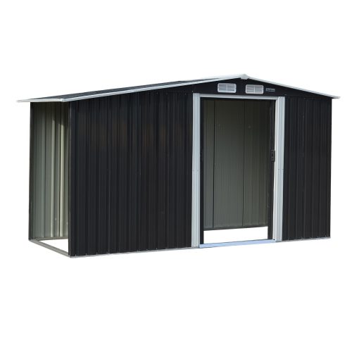Wallaroo Garden Shed with Semi-Closed Storage – Black