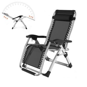Kingsize Outdoor Folding Reclining Garden Beach Chair Sun Lounger Deck Recliner Silver Color