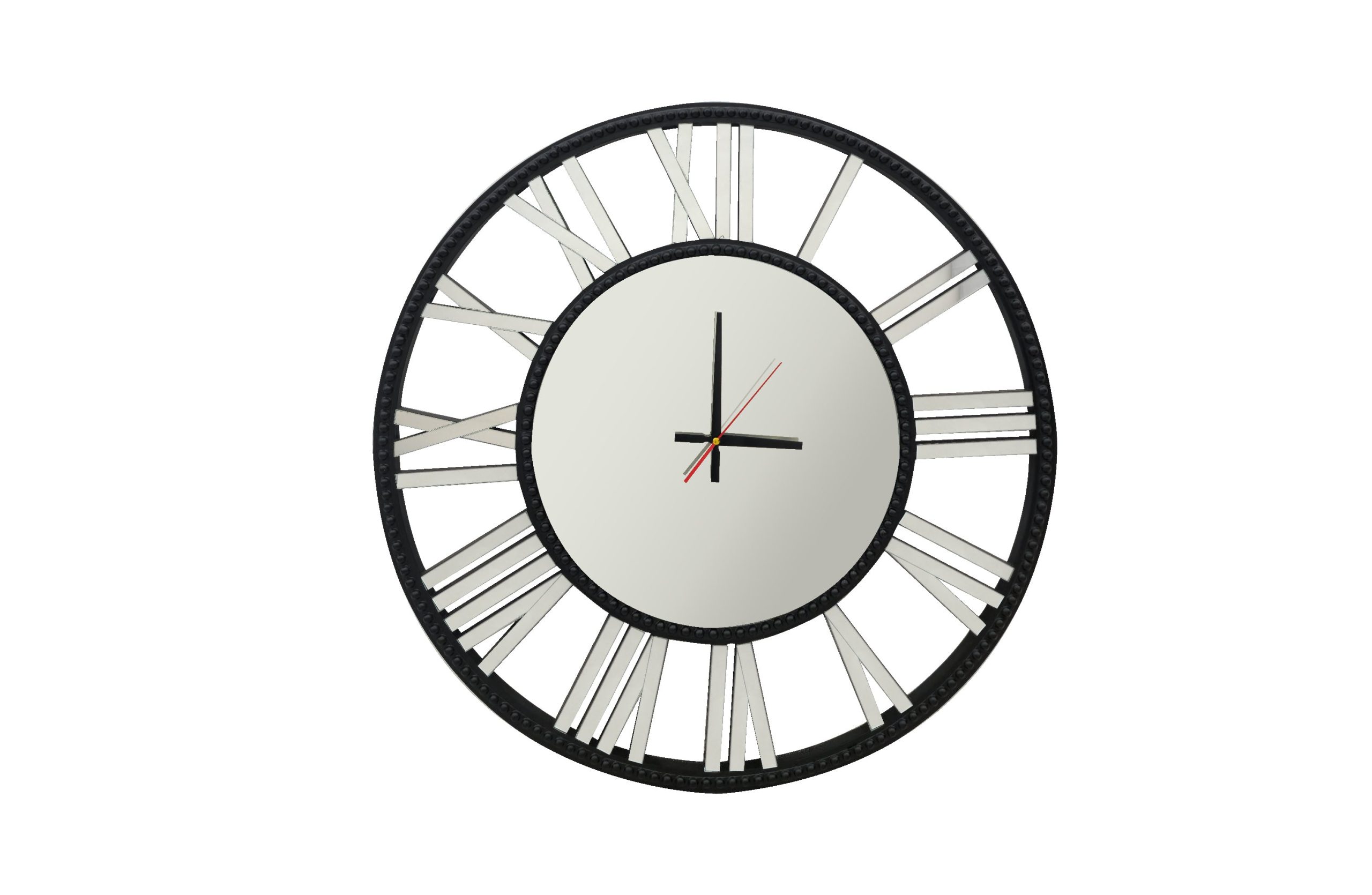 Decorative Beaded Mirrored Clock- Black Beaded 75cm