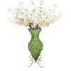 67cm Glass Tall Floor Vase with 10pcs White Artificial Fake Flower Set – Green