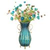 51cm Glass Tall Floor Vase with 12pcs Artificial Fake Flower Set – Blue