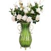 51cm Glass Tall Floor Vase with 12pcs White Artificial Fake Flower Set – Green
