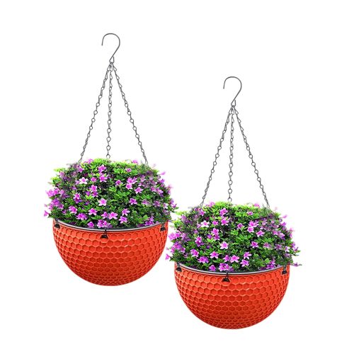 Hanging Resin Flower Pot Self Watering Basket Planter Indoor Outdoor Garden Decor