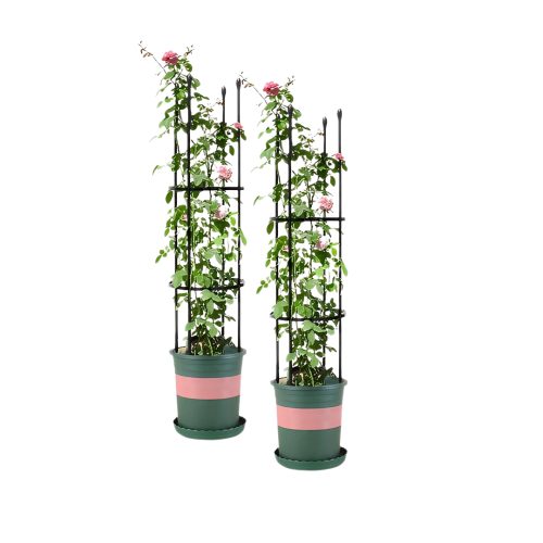 4-Bar Plant Frame Stand Trellis Vegetable Flower Herbs Outdoor Vine Support Garden Rack with Rings – 103 cm, 2