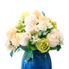 3pcs Artificial Silk with 15 Heads Flower Fake Rose Bouquet Table Decor – White