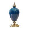 42.50cm Ceramic Oval Flower Vase with Gold Metal Base