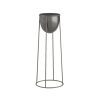 Round Wire Metal Flower Pot Stand with Black Flowerpot Holder Rack Display