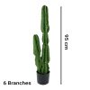 95cm Green Artificial Indoor Cactus Tree Fake Plant Simulation Decorative 2 Heads – 1