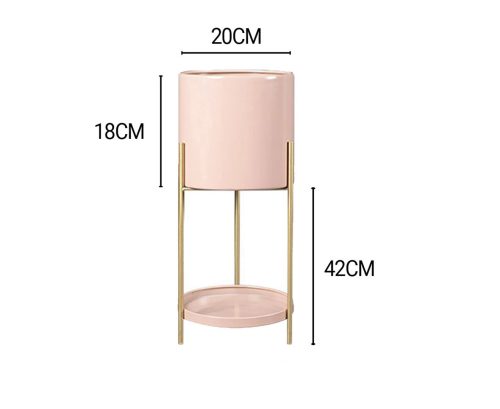 Pink Metal Tiered Plant Stand Flower Pots Holders Foldable Rack Indoor Display