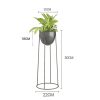 Round Wire Metal Flower Pot Stand with Black Flowerpot Holder Rack Display