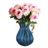 Blue European Colored Glass Home Decor Jar Flower Vase with Metal Handle