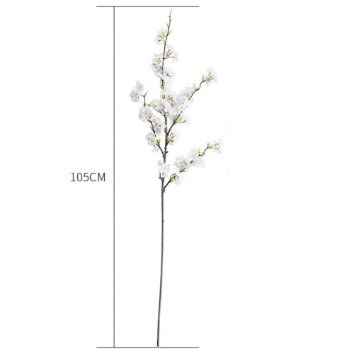 67cm Glass Tall Floor Vase with 10pcs White Artificial Fake Flower Set – Green