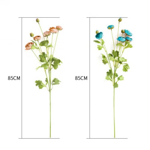 51cm Glass Tall Floor Vase with 12pcs Artificial Fake Flower Set – Blue