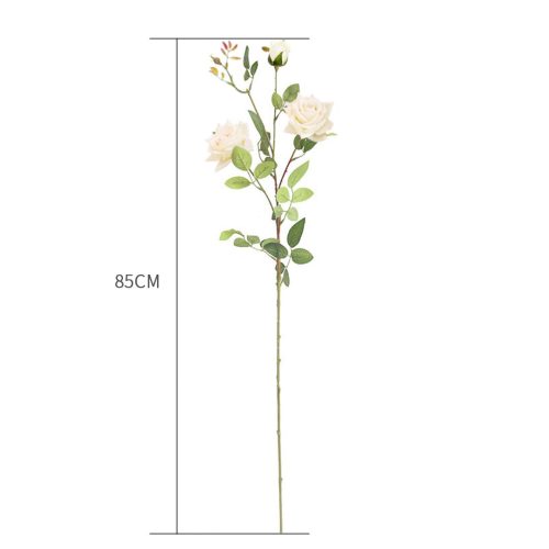 51cm Glass Tall Floor Vase with 12pcs White Artificial Fake Flower Set – Green