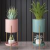 Pink Metal Tiered Plant Stand Flower Pots Holders Foldable Rack Indoor Display