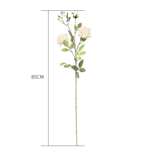 67cm Glass Tall Floor Vase and 12pcs White Artificial Fake Flower Set – Blue