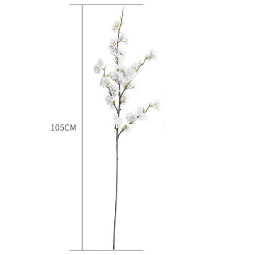 51cm Glass Tall Floor Vase and 10pcs White Artificial Fake Flower Set – Blue