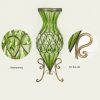 67cm Glass Tall Floor Vase with 10pcs White Artificial Fake Flower Set – Green