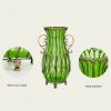 51cm Glass Tall Floor Vase with 12pcs White Artificial Fake Flower Set – Green
