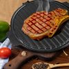 30CM Round Cast Iron Korean BBQ Grill Plate with Handles and Drip Lip – 1