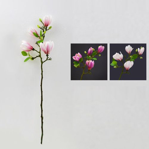 6 Bunch Artificial Silk Magnolia denudata 4 Heads Flower Fake Bridal Bouquet Table Decor Purple