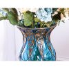 85cm Glass Tall Floor Vase and 12pcs Blue Artificial Fake Flower Set – Blue