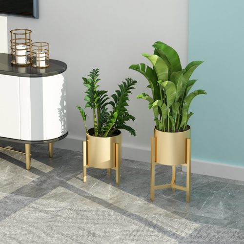 30CM Gold Metal Plant Stand with Flower Pot Holder Corner Shelving Rack Indoor Display