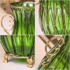 51cm Glass Tall Floor Vase with 12pcs White Artificial Fake Flower Set – Green