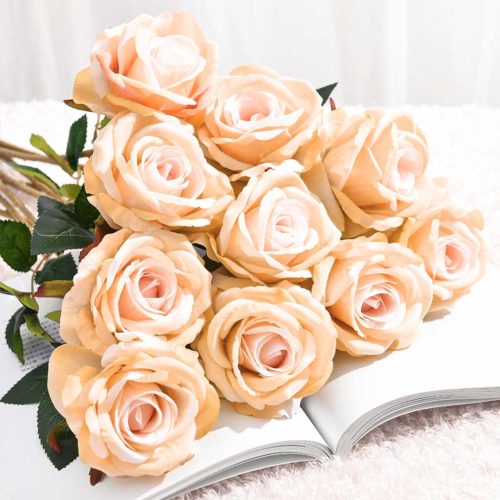 Artificial Silk Flower Fake Rose Bouquet Table Decor