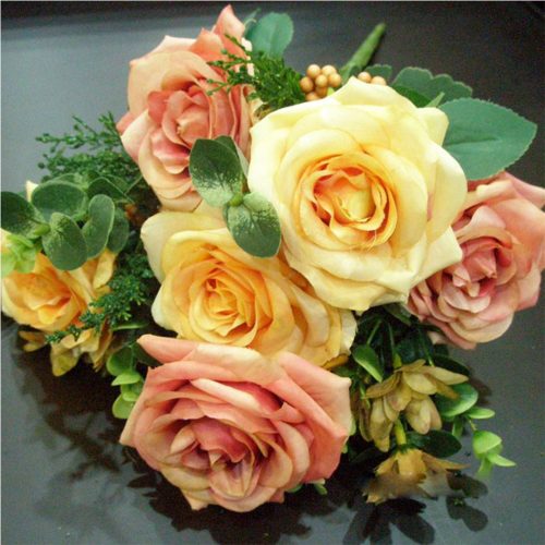 4 Bunch Artificial Silk Rose 11 Heads Flower Fake Bridal Bouquet Table Decor