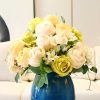 3pcs Artificial Silk with 15 Heads Flower Fake Rose Bouquet Table Decor – White