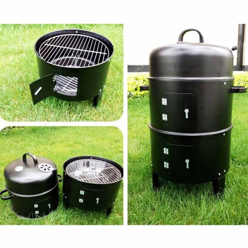 3 In 1 Barbecue Smoker Outdoor Charcoal BBQ Grill Camping Picnic Fishing – 1