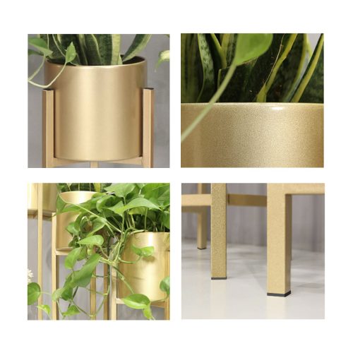 30CM Gold Metal Plant Stand with Flower Pot Holder Corner Shelving Rack Indoor Display