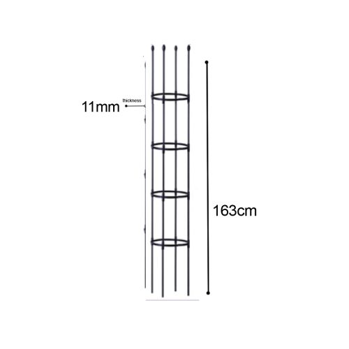 4-Bar Plant Frame Stand Trellis Vegetable Flower Herbs Outdoor Vine Support Garden Rack with Rings – 163 cm, 2