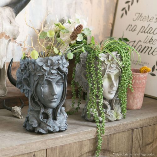 Resin Creative Goddess Head Statue Planter Bonsai Flower Succulent Pot Decor