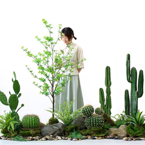 95cm Green Artificial Indoor Cactus Tree Fake Plant Simulation Decorative 2 Heads – 1