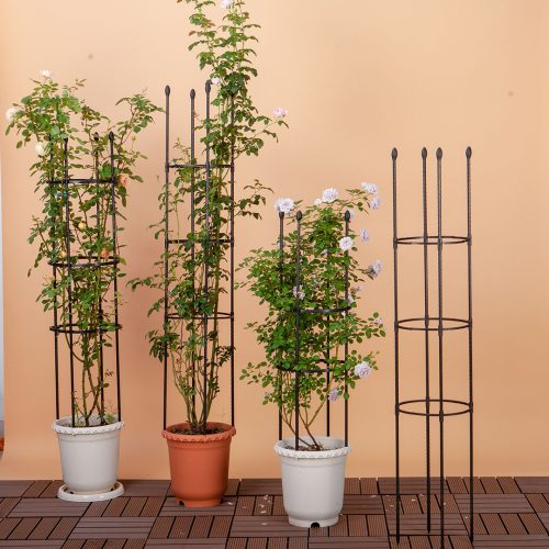 4-Bar Plant Frame Stand Trellis Vegetable Flower Herbs Outdoor Vine Support Garden Rack with Rings – 103 cm, 2