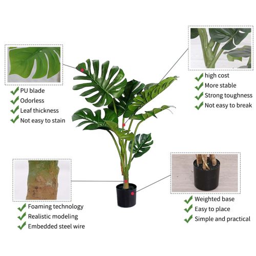 120cm Artificial Green Indoor Turtle Back Fake Decoration Tree Flower Pot Plant – 1