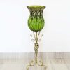 85cm Glass Floor Vase with Tall Metal Flower Stand – Green