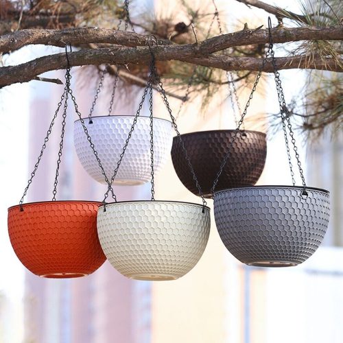 Hanging Resin Flower Pot Self Watering Basket Planter Indoor Outdoor Garden Decor