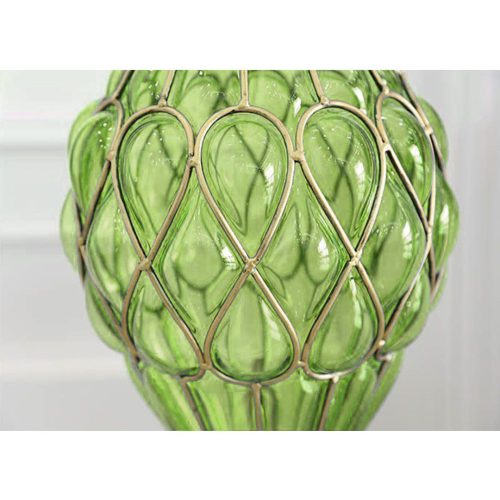 67cm Glass Tall Floor Vase with 10pcs White Artificial Fake Flower Set – Green